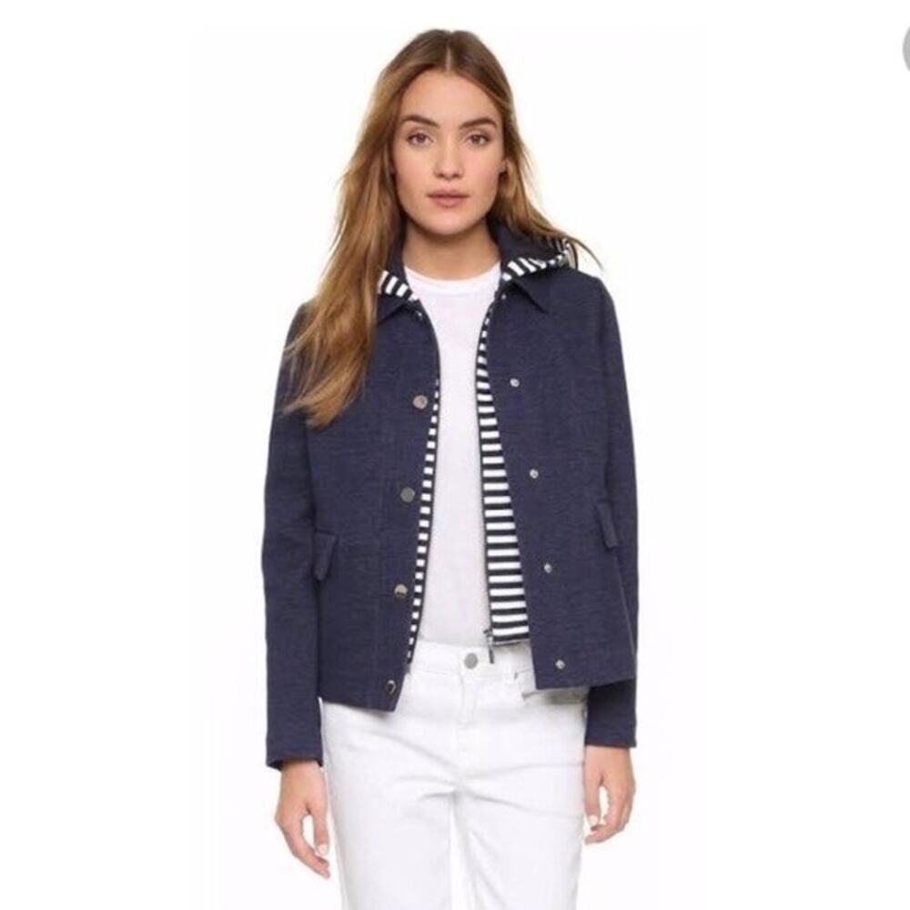 Tory Burch (M) Navy Blue Stripe 2-In-1 Dickey Jacket- Preppy, Coastal, Designer